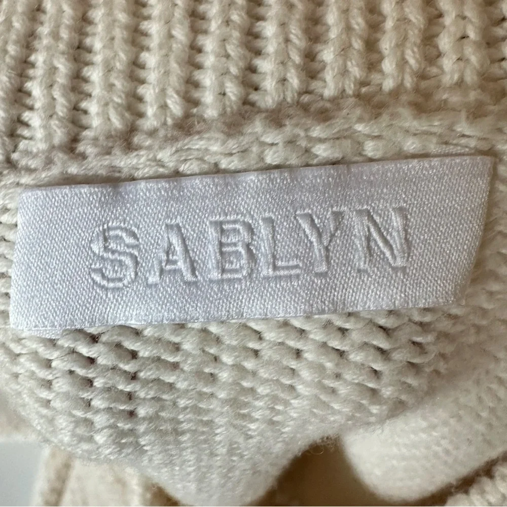 Sablyn Harper Cream Cotton Cashmere Sweater XS Seed Knit Minimal